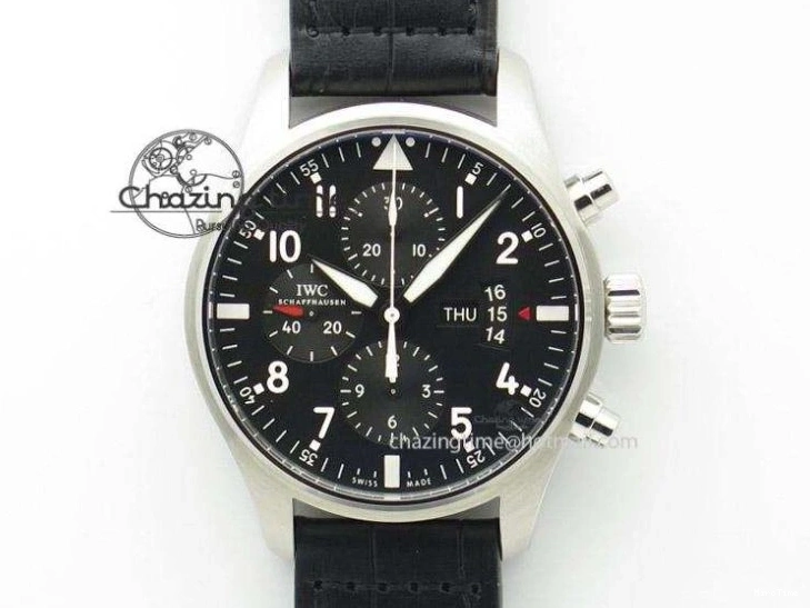 MIROTIME 0312 Bright Pilot Chrono SS AZF 1:1 Best Edition Green Dial on Brown Leather Strap A 7059